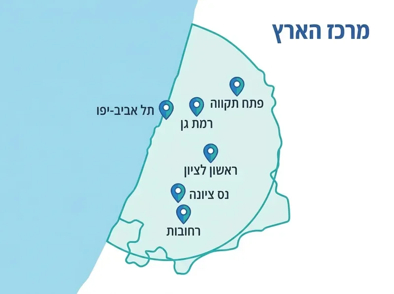 מפת אזורי שירות שערים חשמליים בדרום ישראל